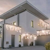 girlanda Kurtyna - Bulinex - lampki sople 200 LED flesz białe ciepłe - 9,6m