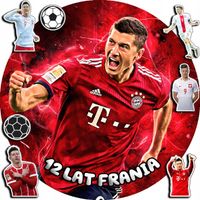 OPŁATEK NA TORT 20CM - PIŁKA NOŻNA LEWANDOWSKI + IMIĘ + ! 15CM 18CM