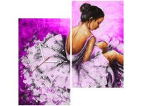 60X60 KWADRAT ZEGAR ŚCIENNY OBRAZ BALETNICA FIOLETOWYM TLE OBRAZ