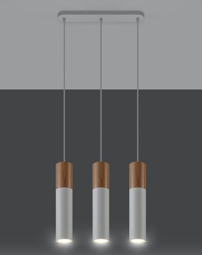 Skandynawska LAMPA wisząca SL.0630 metalowa OPRAWA hygge ZWIS tuby drewniane białe na Arena.pl