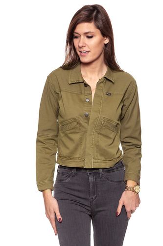 DAMSKA KURTKA JEANSOWA WRANGLER CROP JACKET ARMY GREEN W402CBGV7 L na Arena.pl