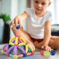 KLOCKI MAGNETYCZNE KONSTRUKCYJNE EDUKACYJNE DUŻY ZESTAW 120 ELEMENTÓW