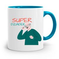 Kubek Błękitny Dzień Dziadka Super Dziadek Z Nadrukiem Ze Zdjęciem