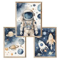 Zestaw trzech plakatów dla dzieci Kosmos 1