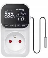 Termostat gniazdkowy 16A z timerem wodoodporna sonda grzanie chłodzenie