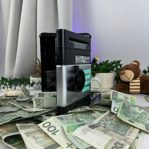 Sejf skarbonka dla dzieci bankomat na pin kod na banknoty monety wpłatomat na Arena.pl
