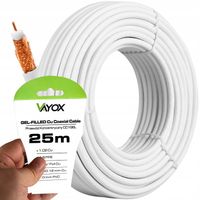 KABEL PRZEWÓD KONCENTRYCZNY ANTENOWY TV RG6U 4K MIEDŹ CU ODPORNY VAYOX 25M
