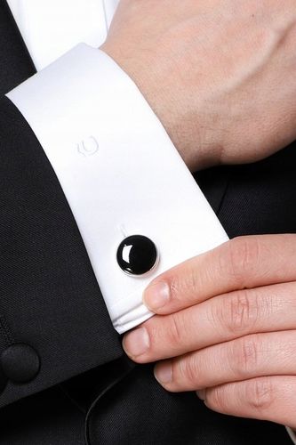 Spinki Smokingowe Lancerto Srebrna Onyks na Arena.pl