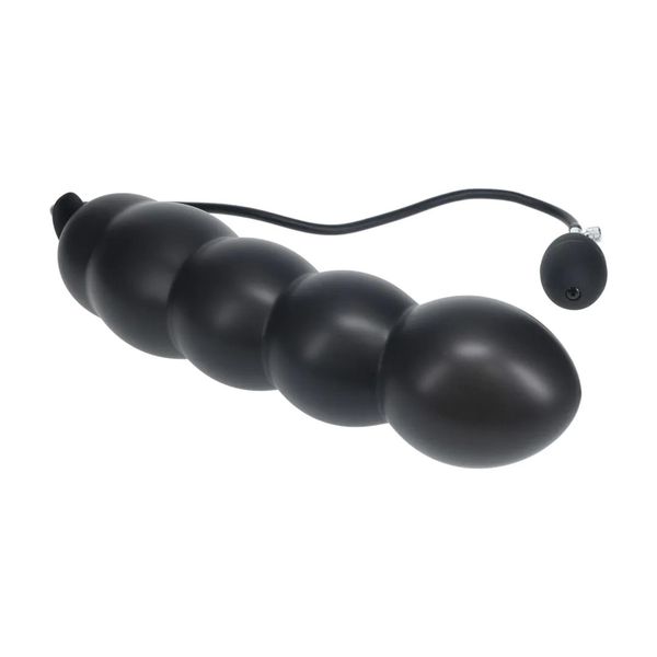 Beaded Inflatable Silicone Anal Plug - Black zdjęcie 5