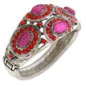 Owalna sztywna bransoletka kolorowe dżety