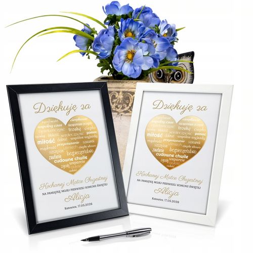 Podziękowania KOMUNIA Św DLA CHRZESTNYCH RAMKA 3D DZIADKÓW PREZENT obraz na Arena.pl