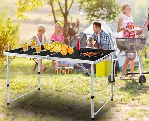 STOLIK STÓŁ TURYSTYCZNY SKŁADANY KEMPINGOWY ZESTAW Z 4 KRZESŁAMI CZARNY na Arena.pl