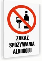 Tabliczka znak informacyjny 20x15 Biała ZAKAZ PICIA ALKOHOLU Nierdzewna
