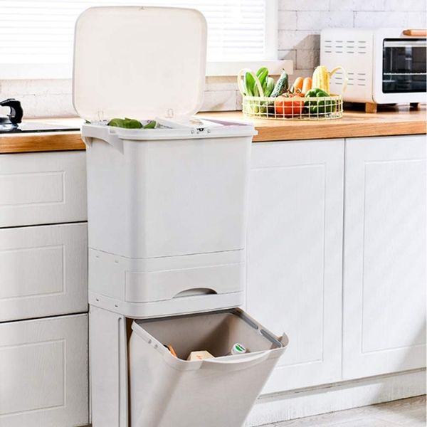 Kosz pojemnik odpady do segregacji 42L kremowy Nardan zdjęcie 6