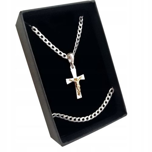 SREBRNY NASZYJNIK NA KOMUNIĘ CHRZEST ŁAŃCUSZEK KRZYŻYK DLA CHŁOPCA + GRAWER na Arena.pl