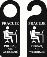 ZAWIESZKA NA DRZWI klamkę hotelowa czarna plexi TWÓJ NAPIS