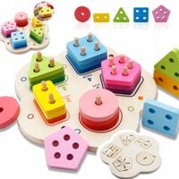 sorter drewniany nakładanka kształty figury ułamki montessori