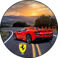 Opłatek na tort Urodziny Ferrari Auto Samochód Logo Bryka Fura Tekst Gratis