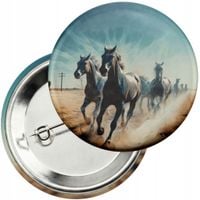 Przypinka z agrafką 59mm - KOŃ KONIE JAZDA KONNA HOBBY HORSE
