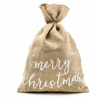 WOREK NA PREZENTY MERRY CHRISTMAS 30x42cm JUTOWY PREZENTOWY ŚWIĘTA MIKOŁAJA