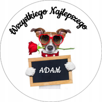 Opłatek na tort Urodziny Pies Piesek Róża