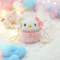 2 x Mała Torebeczka Pluszowa HELLO KITTY Z ODZOBNYM PASKIEM Z PEREŁ KUFEREK