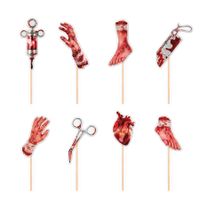 Pikery dekoracje do muffinek babeczek Bloody Night Halloween, 8 szt.
