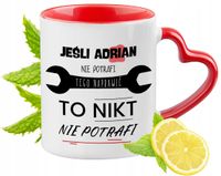 Dla Adriana Kubek Czerwony Z Uszkiem W Kształcie Serca Na Prezent