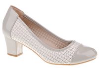 Czółenka ażurowe na słupku 5,5 cm. szare Rozmiar obuwia - 36