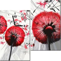 60 60CM ZEGAR DMUCHAWCE CZERWIENI OBRAZ ŚCIENNY PŁÓTNO RAMA