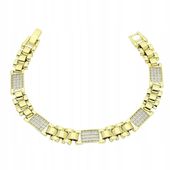 Bransoletka pozłacana 14K z cyrkoniami 18,5 cm 8 mm