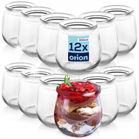 SŁOIKI SZKLANE NA JOGURT DESERY PRZYPRAWY 300ML ZESTAW 12SZT SŁOICZKI