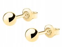 Kolczyki Srebrne Pozłacane Kulki 4mm Małe Złote Damskie Wkrętki Kuleczki