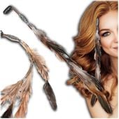 Spinka przypinka do włosów z beżowymi piórkami boho