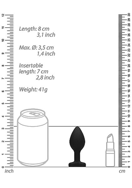 Diamond Heart Butt Plug - Large - Black zdjęcie 3