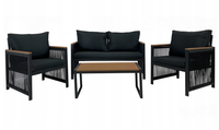 Zestaw mebli ogrodowych Cuba technorattan stół fotele czarny