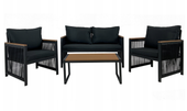 Zestaw mebli ogrodowych Cuba technorattan stół fotele czarny