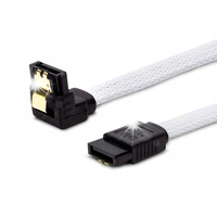 Kabel SATA III SAVIO GAK-07 0,5m, oplot biały, kątowy, złote zatrzaski