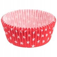 foremki papierowe 60szt. do muffinek 50x25mm czerwone w  gwiazdki | 23-34