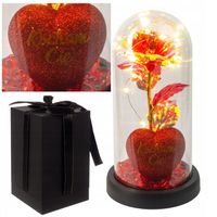 WIECZNA RÓŻA W SZKLE PREZENT ŚWIECĄCA LED PREZENT DLA BABCI I DZIADKA