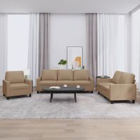 3-cz. zestaw sof z poduszkami, cappuccino, sztuczna skóra