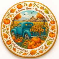 CIASTKO LUKROWANE SUNFLOWERS PUMPKINS ROZ.S KOŁO JESIEŃ RĘCZNIE ROBIONE