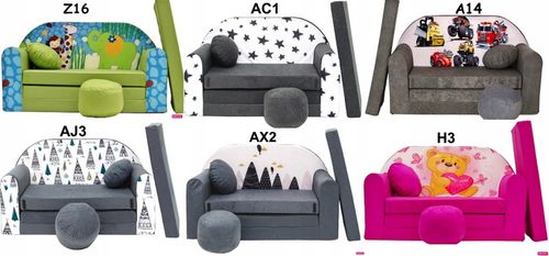 KANAPA SOFA rozkładana dla dzieci łózko poduszka materac piankowa na Arena.pl