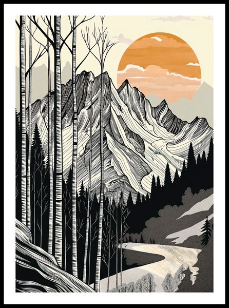 Plakat 50x70cm Drzeworys Górski zdjęcie 3