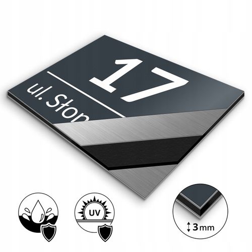 NIERDZEWNY NUMER NA DOM 40x30cm TABLICZKA ADRESOWA ANTRACYT + DYSTANSE na Arena.pl