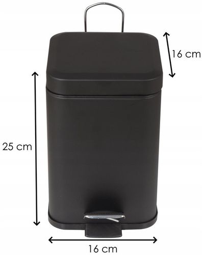 Kosz na śmieci 3L łazienkowy do WC łazienki toalety WOLNY OPAD czarny na Arena.pl