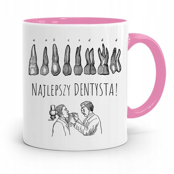 Kubek Różowy Prezent Dentysty Najlepszy Dentysta Z Nadrukiem Ze Zdjęciem zdjęcie 1