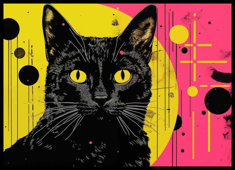 Plakat 70x50cm Neonowy Kocur zdjęcie 2