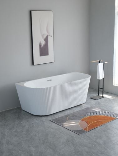 Wanna Pari 170 x 75 x 58 cm wolnostojąca przyścienna w prążki biała z przelewem na Arena.pl