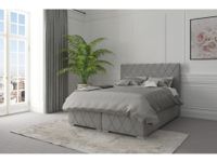 Łóżko kontynentalne AVELA 140x200 szare velvet z pojemnikiem